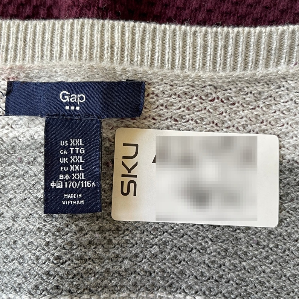 Gap Womens XXL MultiColor Striped Waffle Knit Pullover Sweater Heather Grey Pink - Picture 3 of 11